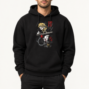 Felpa con cappuccio nera con stampa DTF IT Chibi