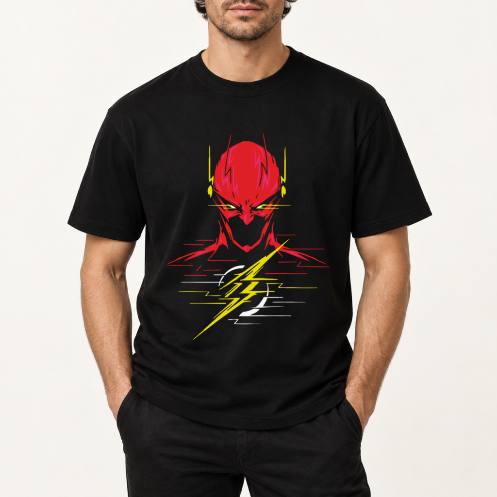 T-shirt nera con stampa DTF Flash