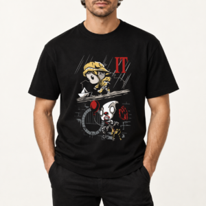 T-shirt nera con stampa DTF IT Chibi